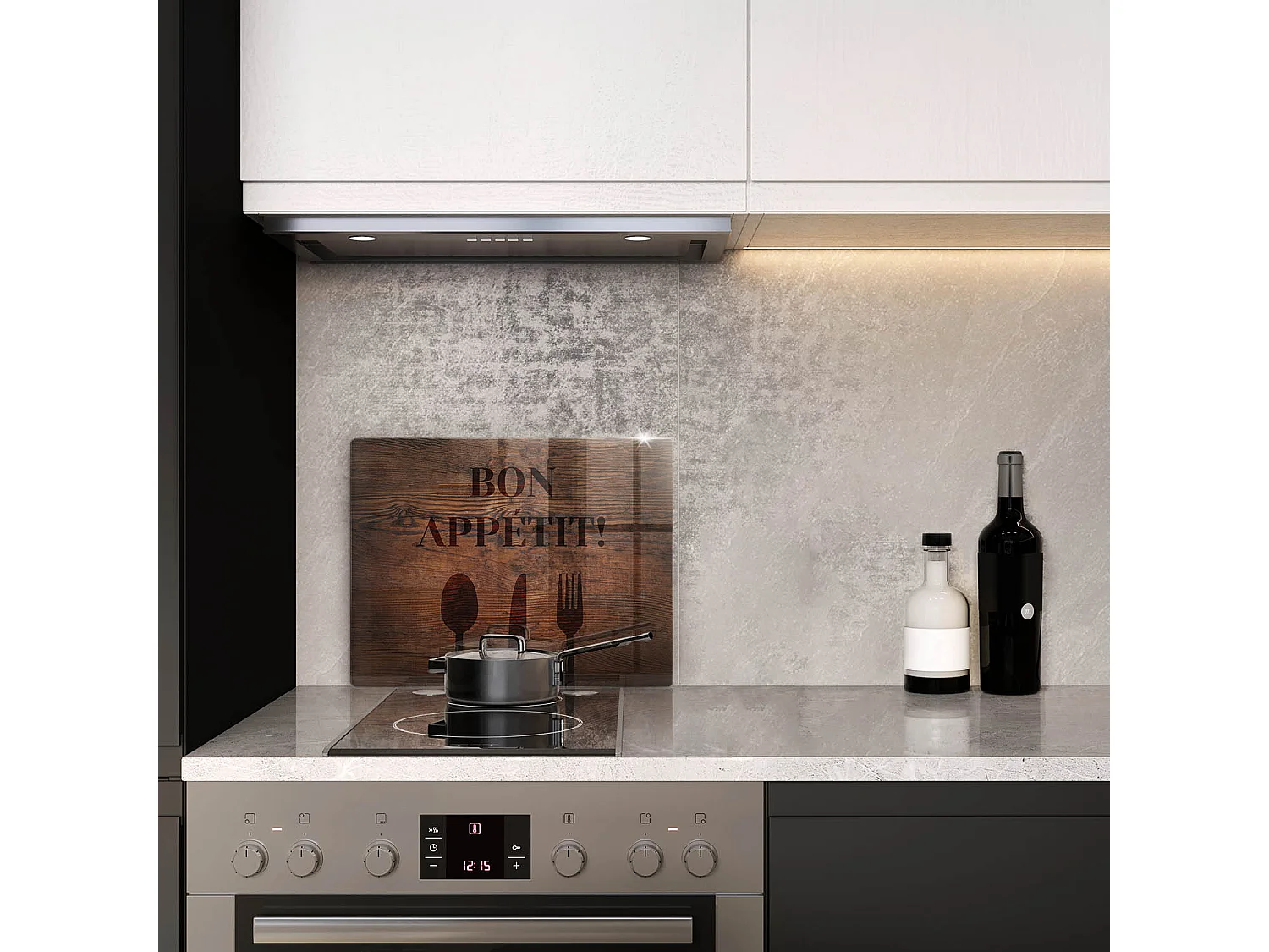 Planche de cuisine rectangulaire en verre avec une phrase "Motif: Bon appétit!" 40x52 cm