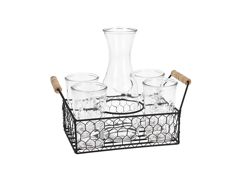 Well Home Coffret 4 verres 450 ml + pichet en verre 1L