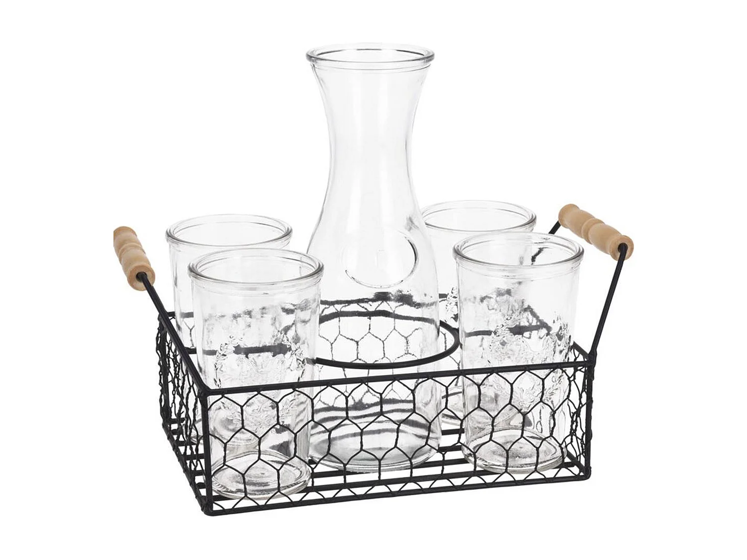 Well Home Coffret 4 verres 450 ml + pichet en verre 1L