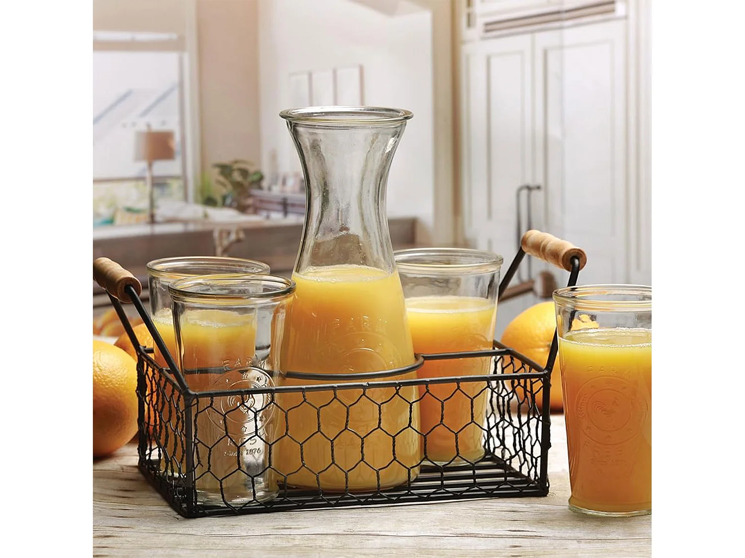 Well Home Coffret 4 verres 450 ml + pichet en verre 1L