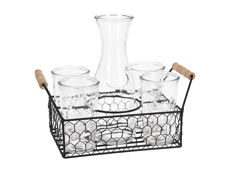 Well Home Coffret 4 verres 450 ml + pichet en verre 1L