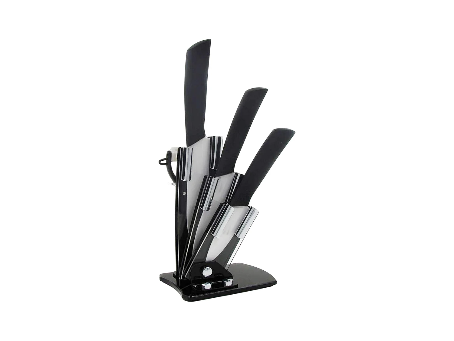 Coffret 3 couteaux + éplucheur + tacoma en céramique et noir