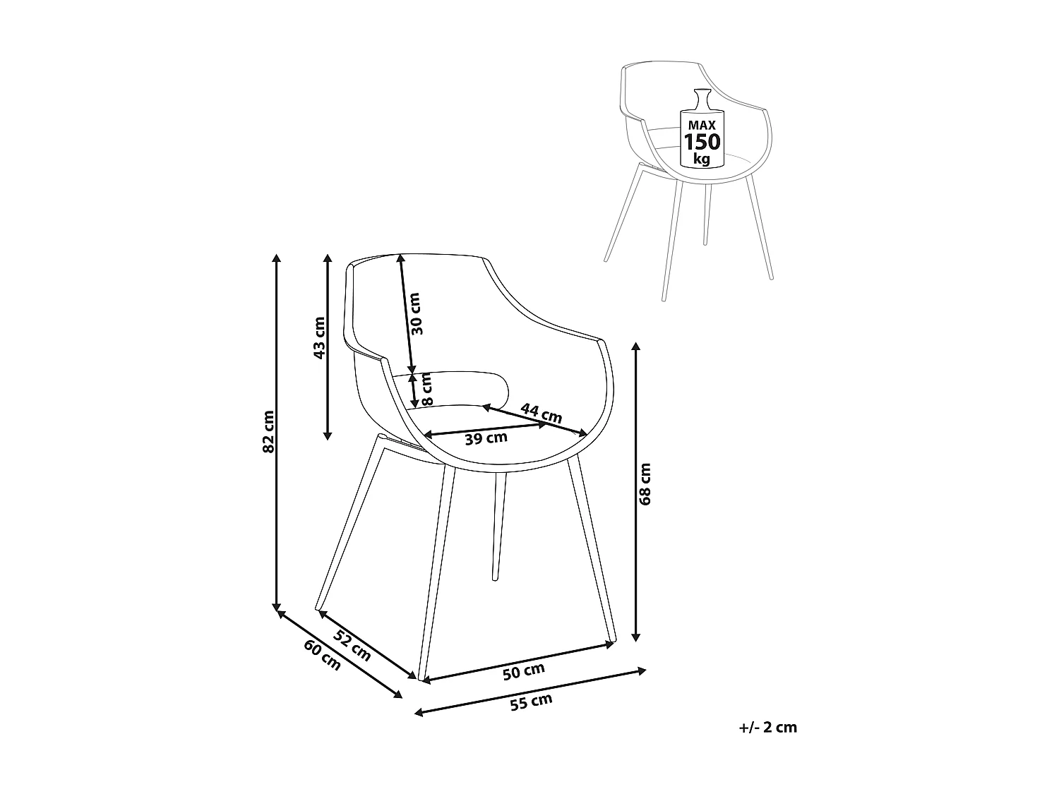 Lot de 4 chaises de salle à manger MILLERS Blanc