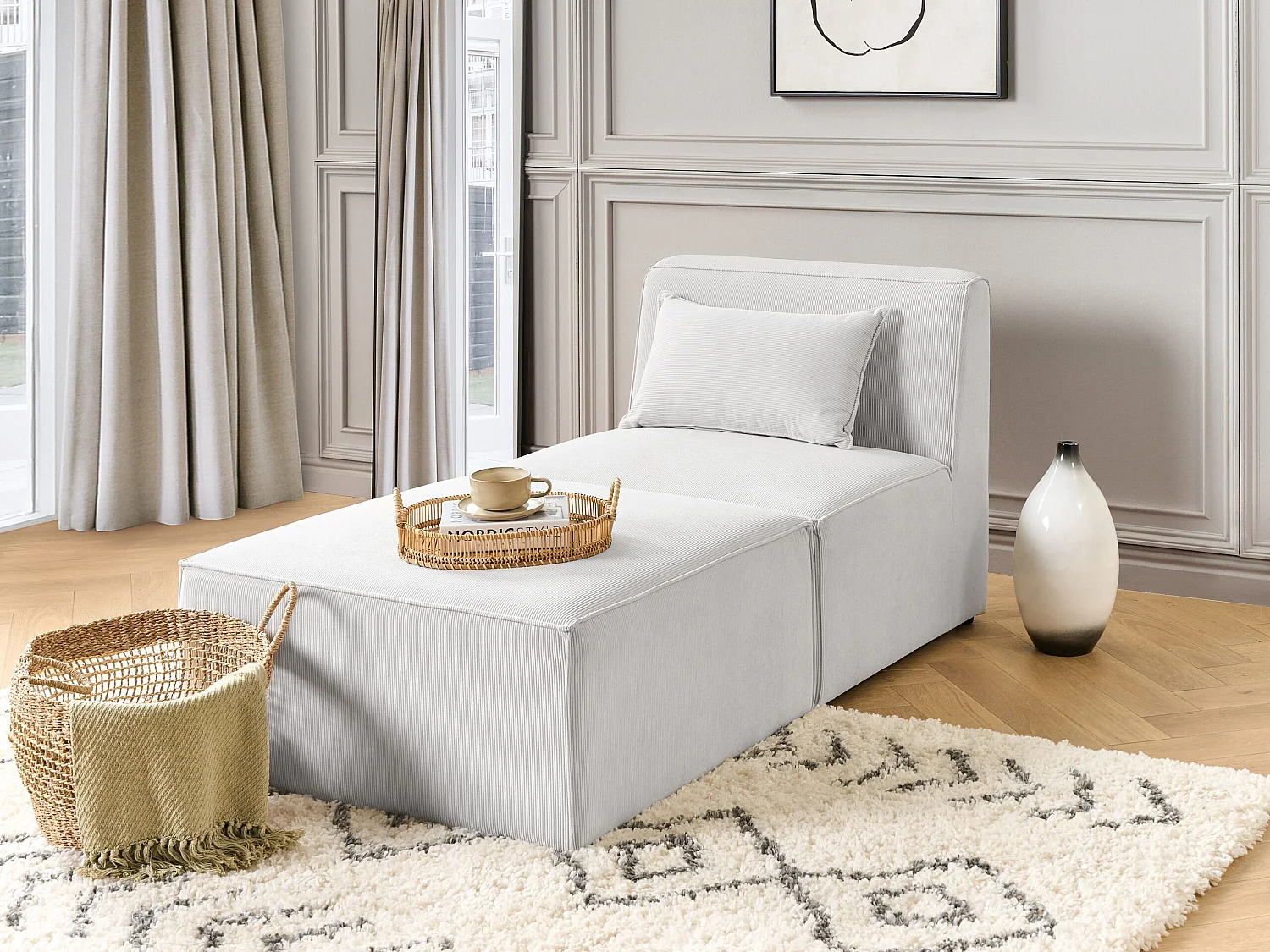 Chaiselongue LEMVIG Cord Cremeweiss