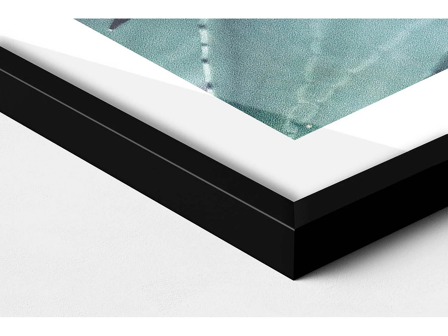 Cuadro decorativo con marco negro, Planta suculenta verde 100 x 70 cm – Perfecto para el salón o el dormitorio