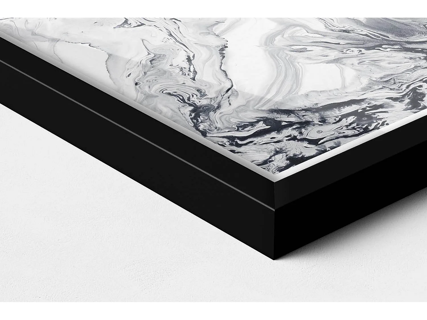 Dekoratives Gemälde mit schwarzem Rahmen, Tuscheabstraktion – Marmortinte 30 x 20 cm – Perfekt für das Wohn- oder Schlafzimmer