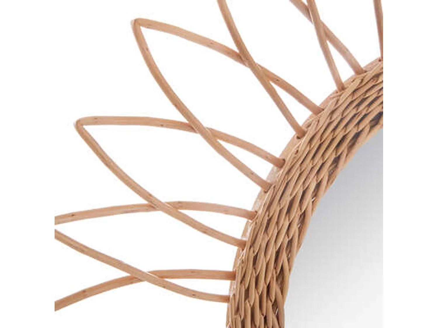 WELL HOME - Miroir soleil en rotin design effilé à l'extérieur Ø50cm