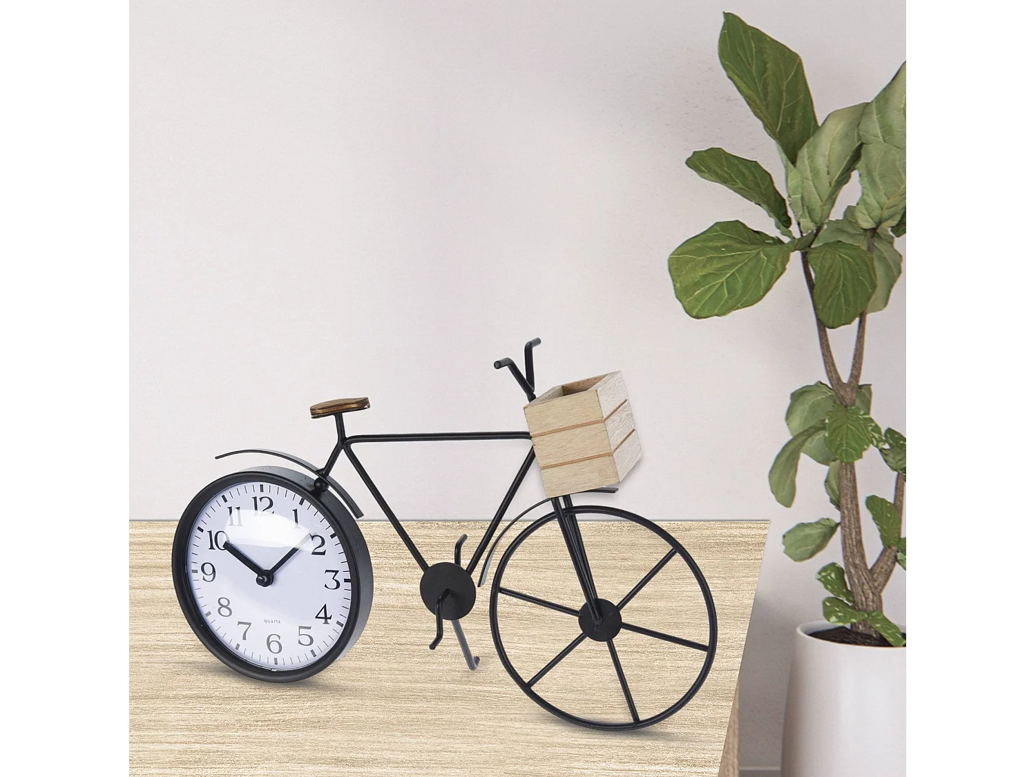 WELL HOME - Plateau de table design vélo en métal noir 33,5x8x23,5 cm