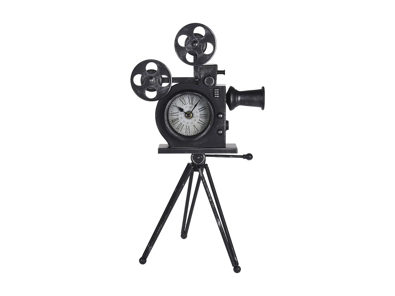 WELL HOME - Horloge de table modèle cinepresa en métal noir 29x22x53 cm