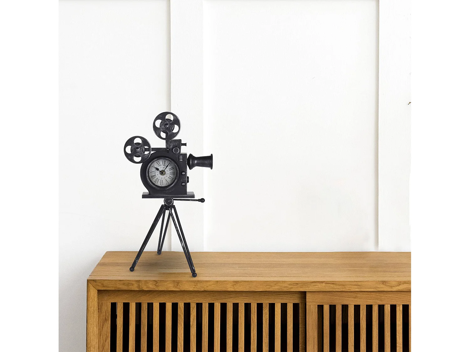 WELL HOME - Horloge de table modèle cinepresa en métal noir 29x22x53 cm