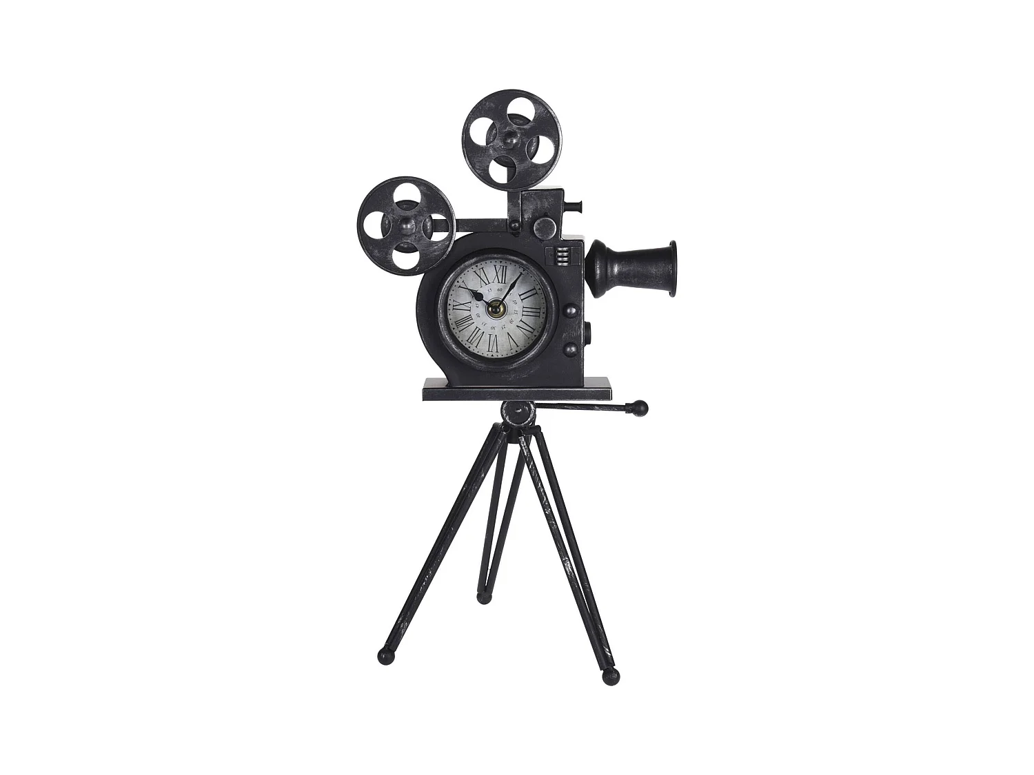 WELL HOME - Horloge de table modèle cinepresa en métal noir 29x22x53 cm