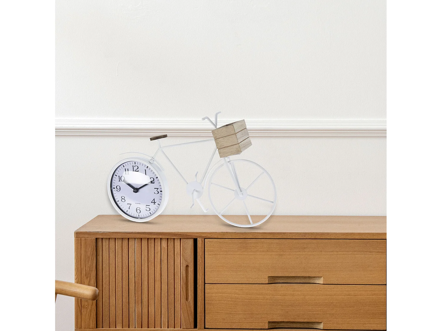 WELL HOME - Plateau de table vélo design en métal blanc 33,5x8x23,5 cm