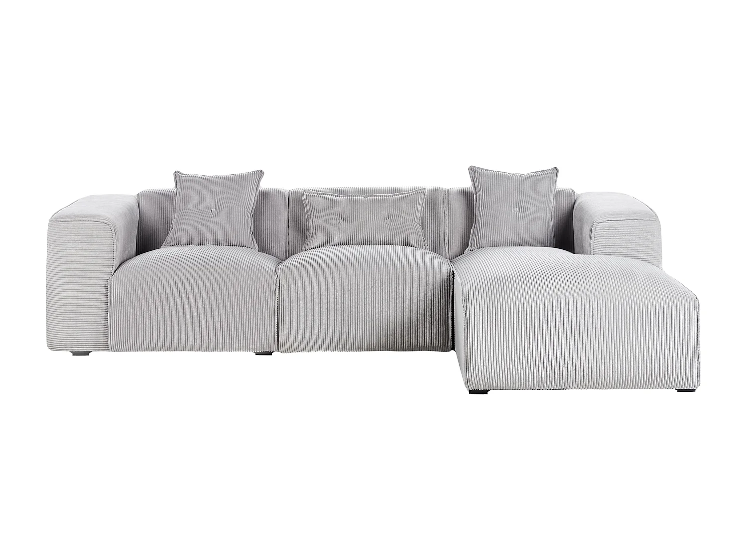 Ecksofa DOLVA Cord Hellgrau 3-Sitzer linksseitig