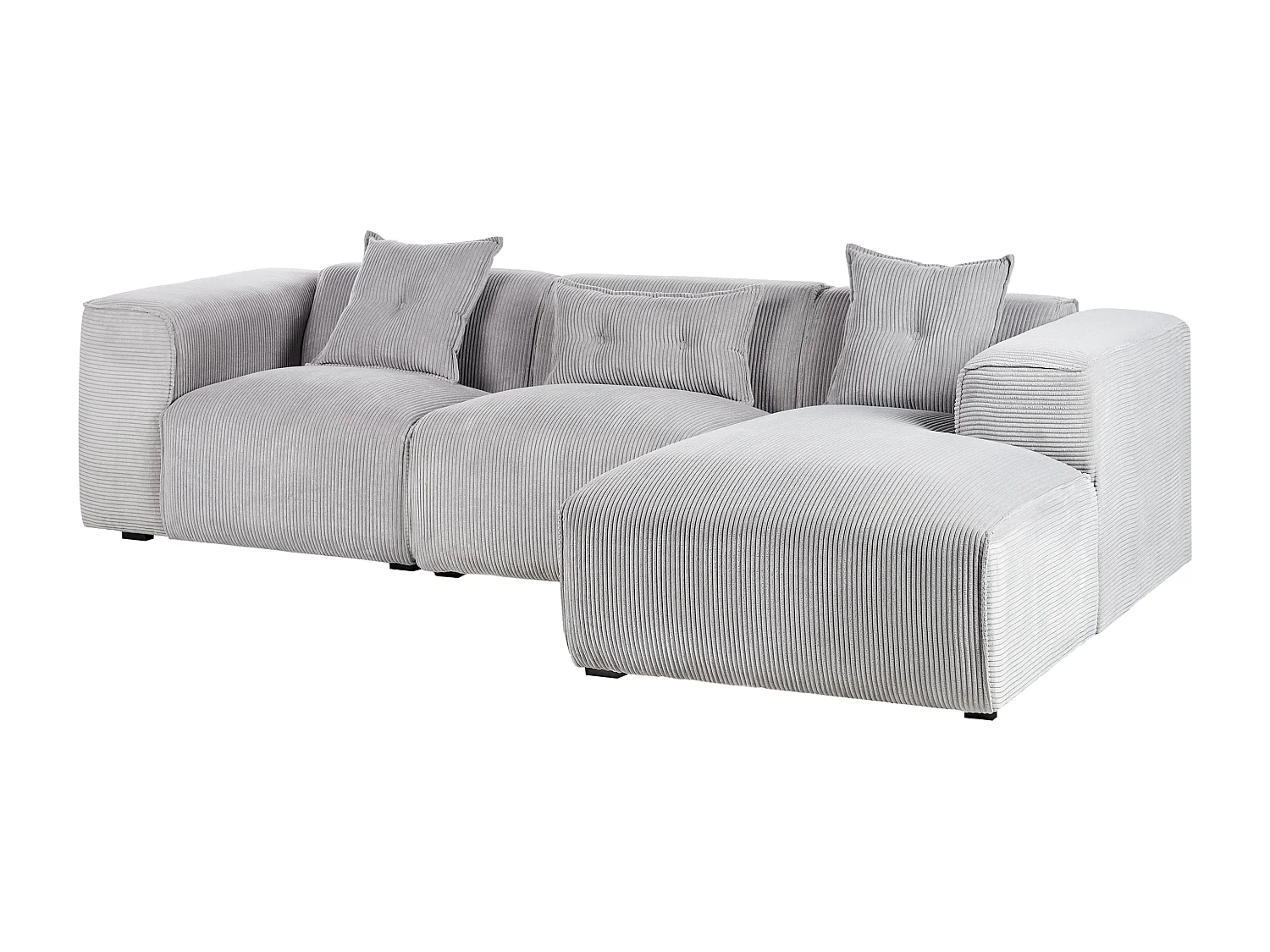 Ecksofa DOLVA Cord Hellgrau 3-Sitzer linksseitig