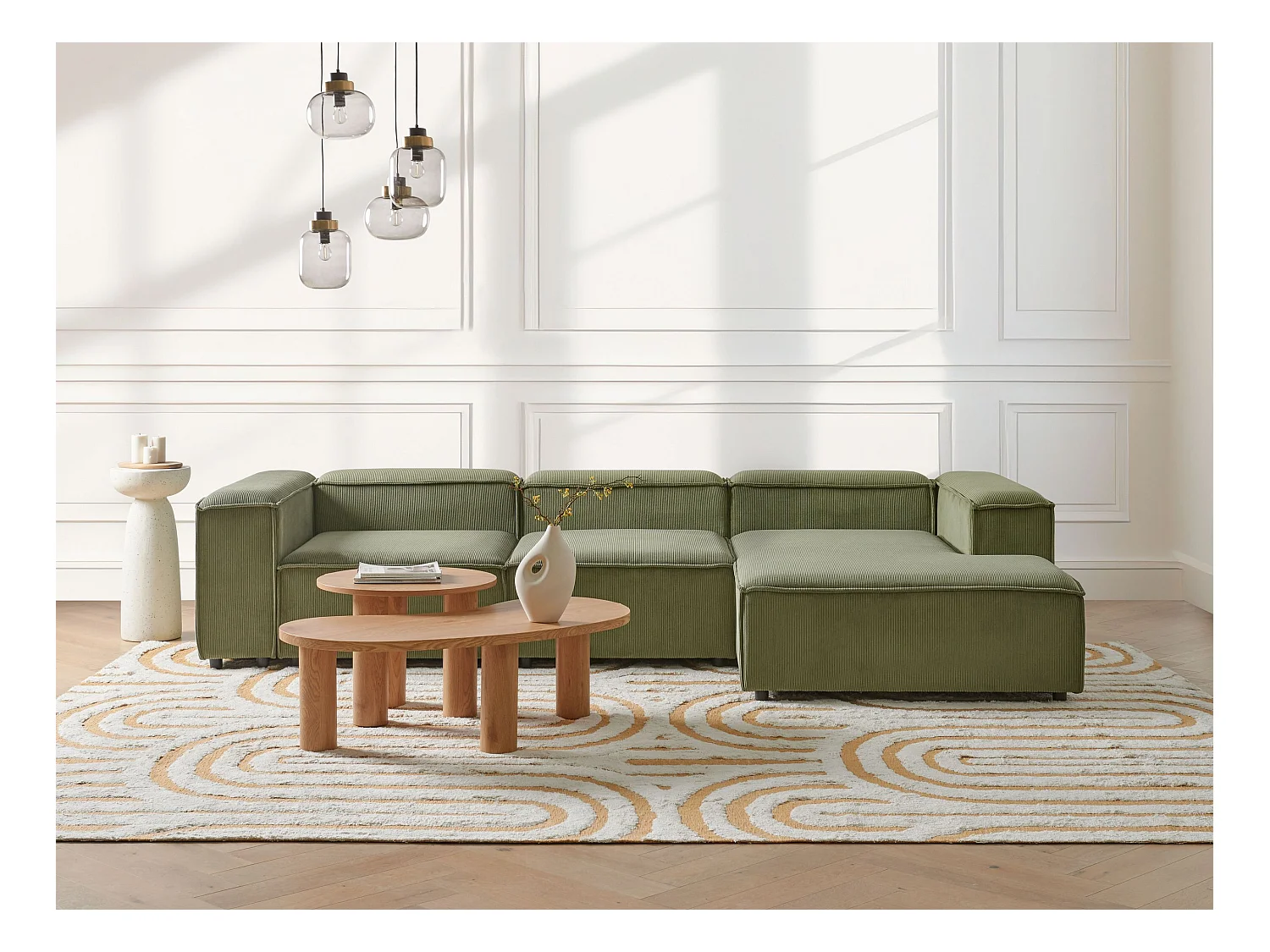 Modul Ecksofa ARDAL Cord Grün 4-Sitzer linksseitig