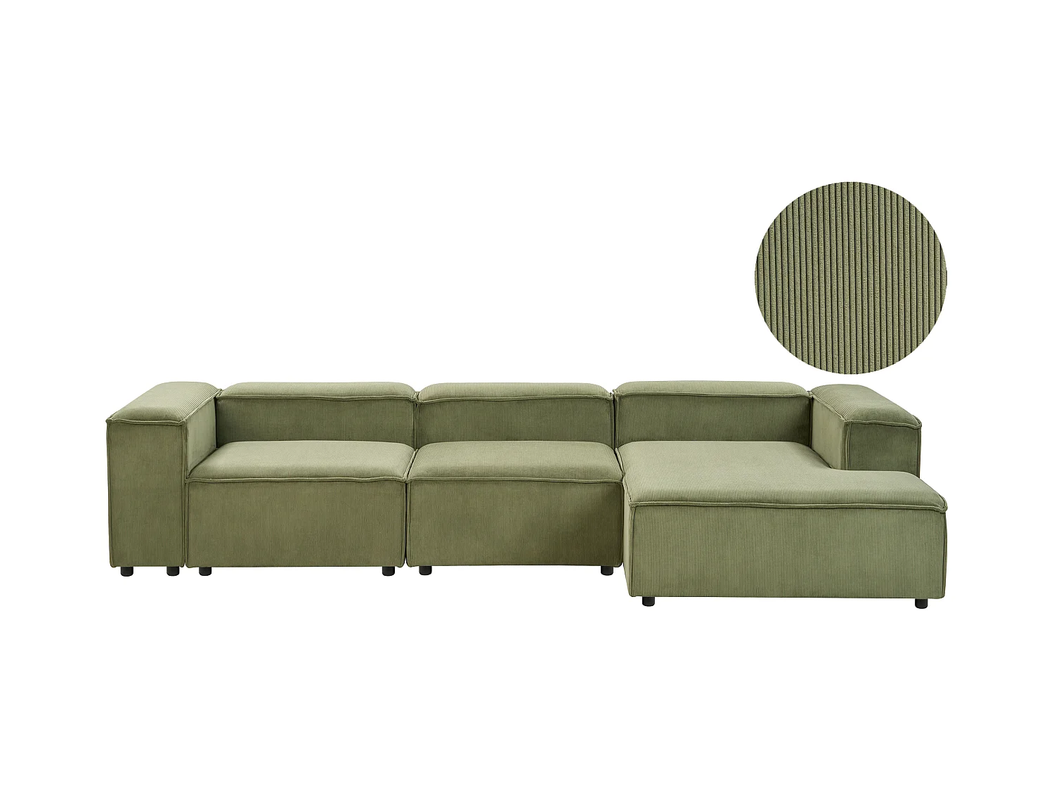 Modul Ecksofa ARDAL Cord Grün 4-Sitzer linksseitig