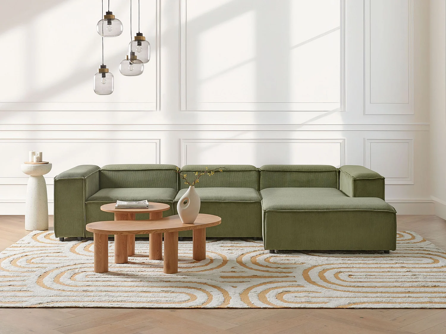 Sofá de canto modular ARDAL Bombazine Verde 4 lugares à esquerda