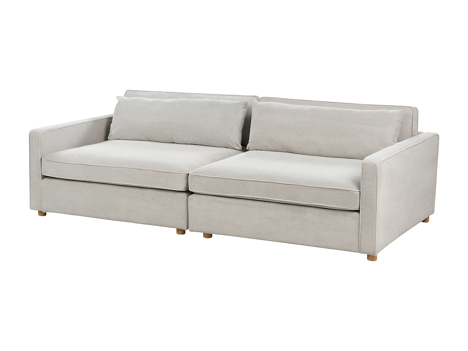 Canapé 3 places VINSTRA Velours côtelé Gris clair