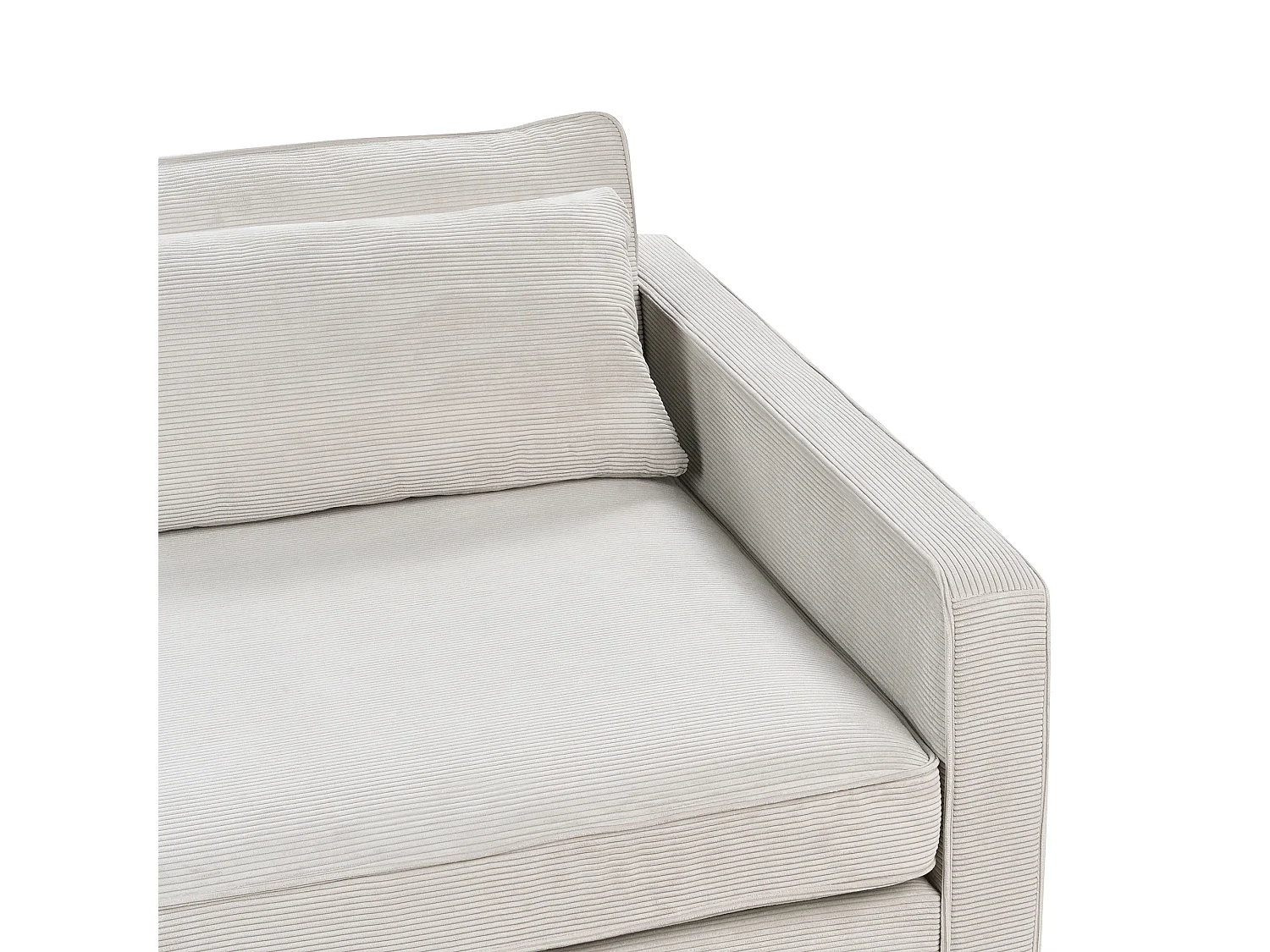 Canapé 3 places VINSTRA Velours côtelé Gris clair