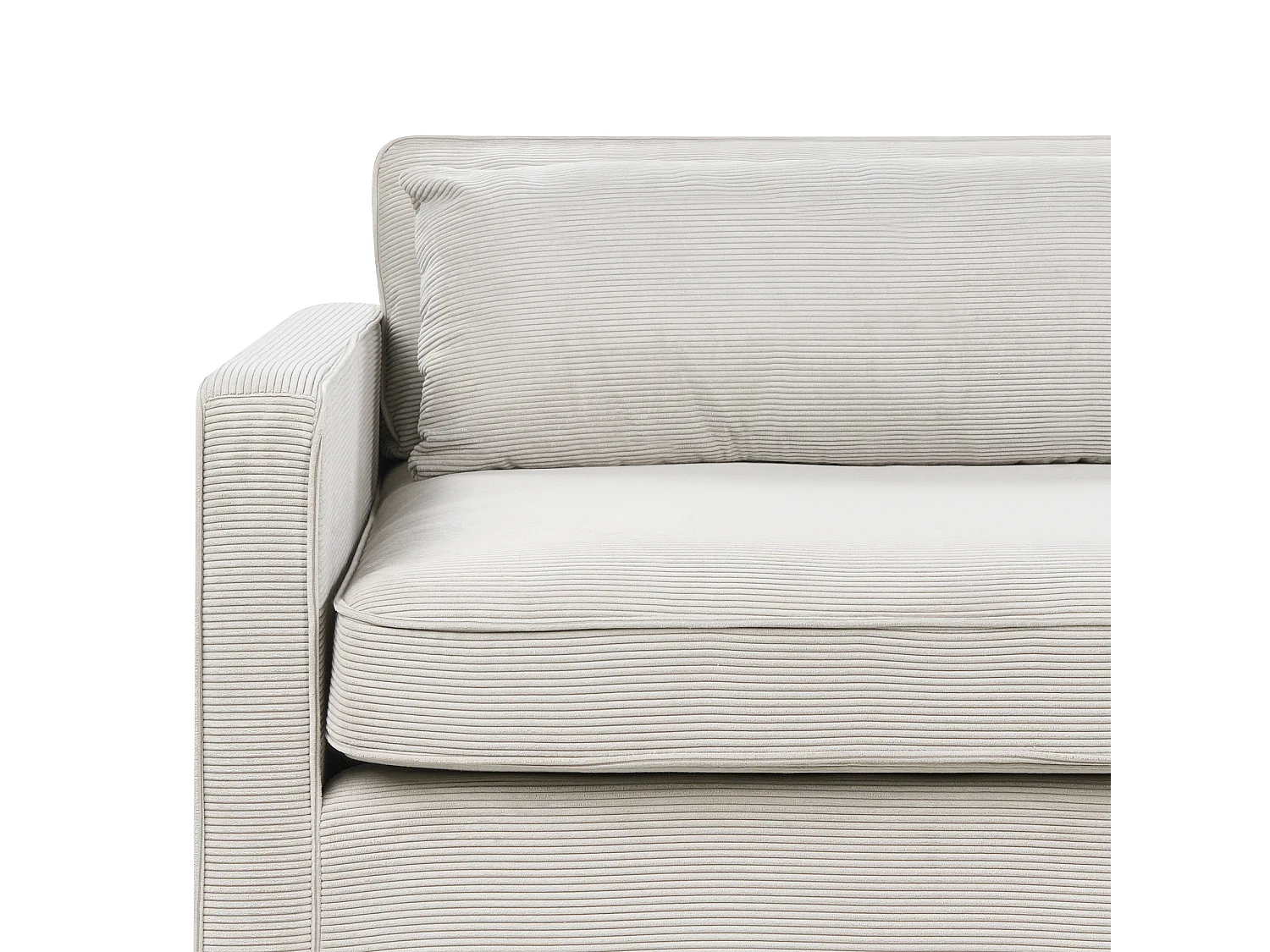 Canapé 3 places VINSTRA Velours côtelé Gris clair