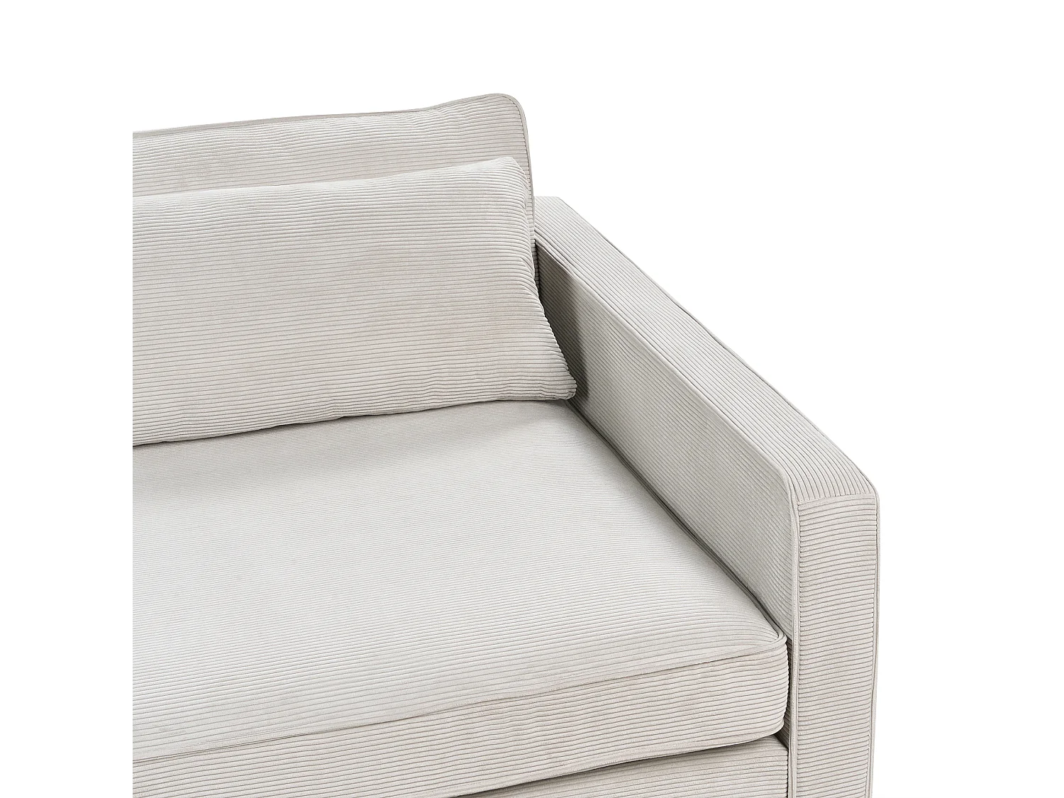 Canapé 3 places VINSTRA Velours côtelé Gris clair