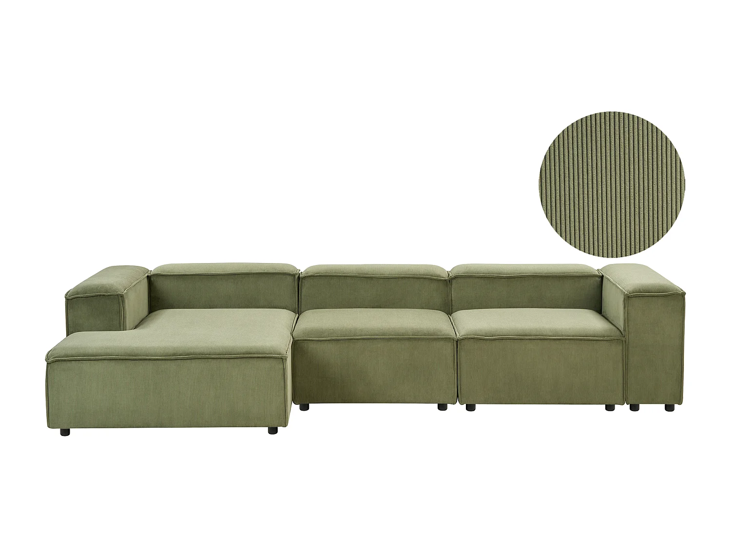 Canapé d'angle modulable ARDAL Velours côtelé Vert 4 places Côté droit