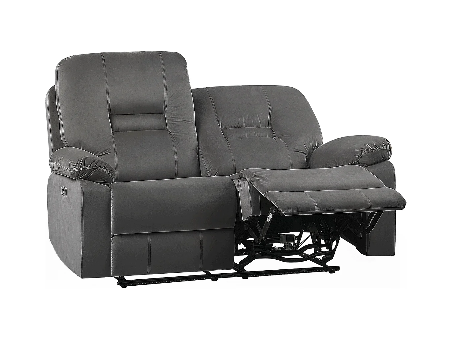Canapé relax électrique 2 places BERGEN Velours Gris foncé avec port USB