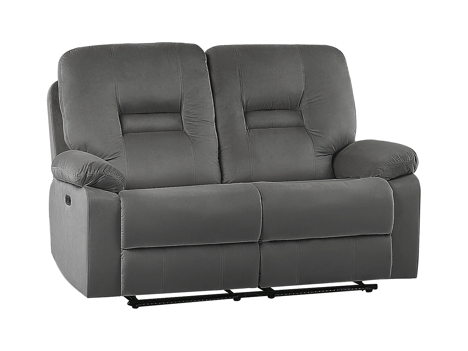 Canapé relax électrique 2 places BERGEN Velours Gris foncé avec port USB