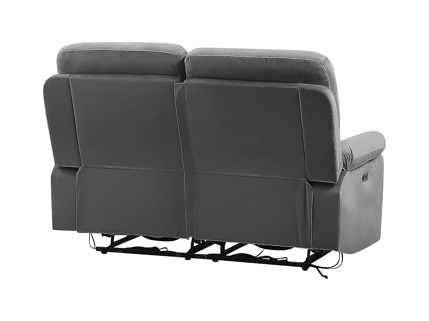 Canapé relax électrique 2 places BERGEN Velours Gris foncé avec port USB