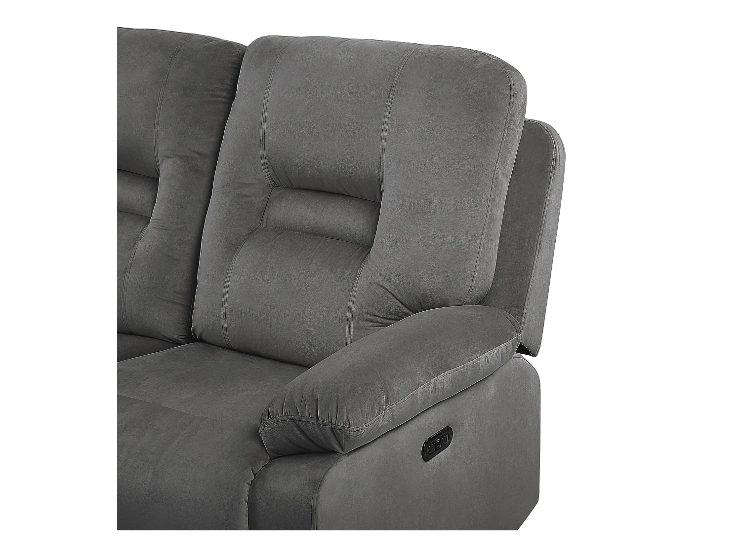 Canapé relax électrique 2 places BERGEN Velours Gris foncé avec port USB