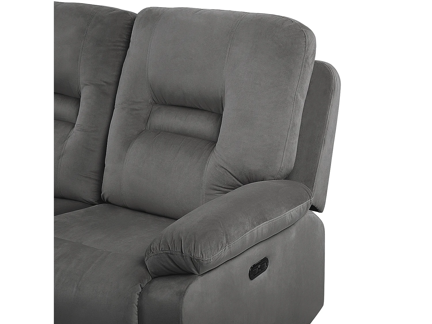 Canapé relax électrique 2 places BERGEN Velours Gris foncé avec port USB