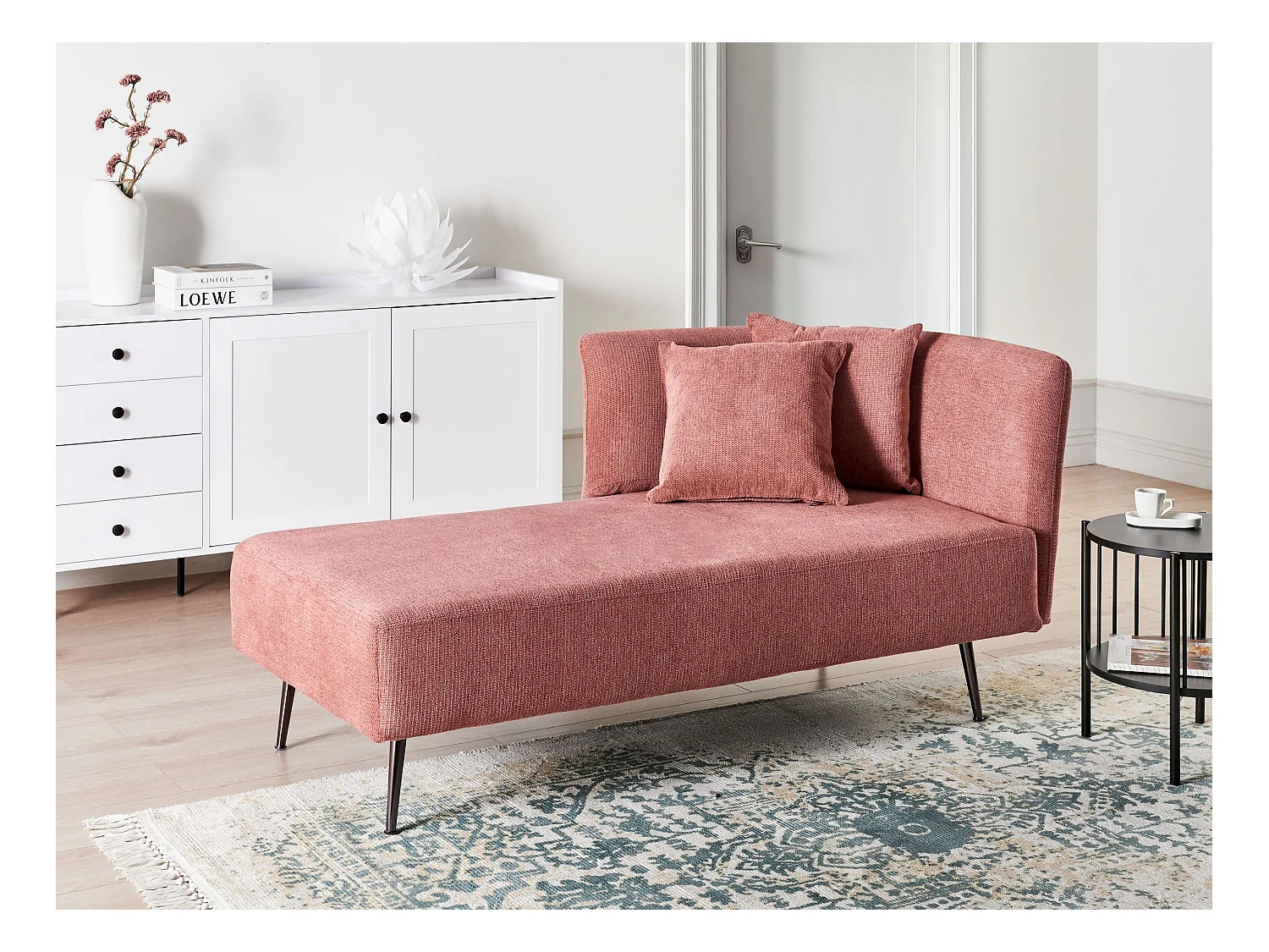 Chaise longue côté droit RIOM Tissu Rouge