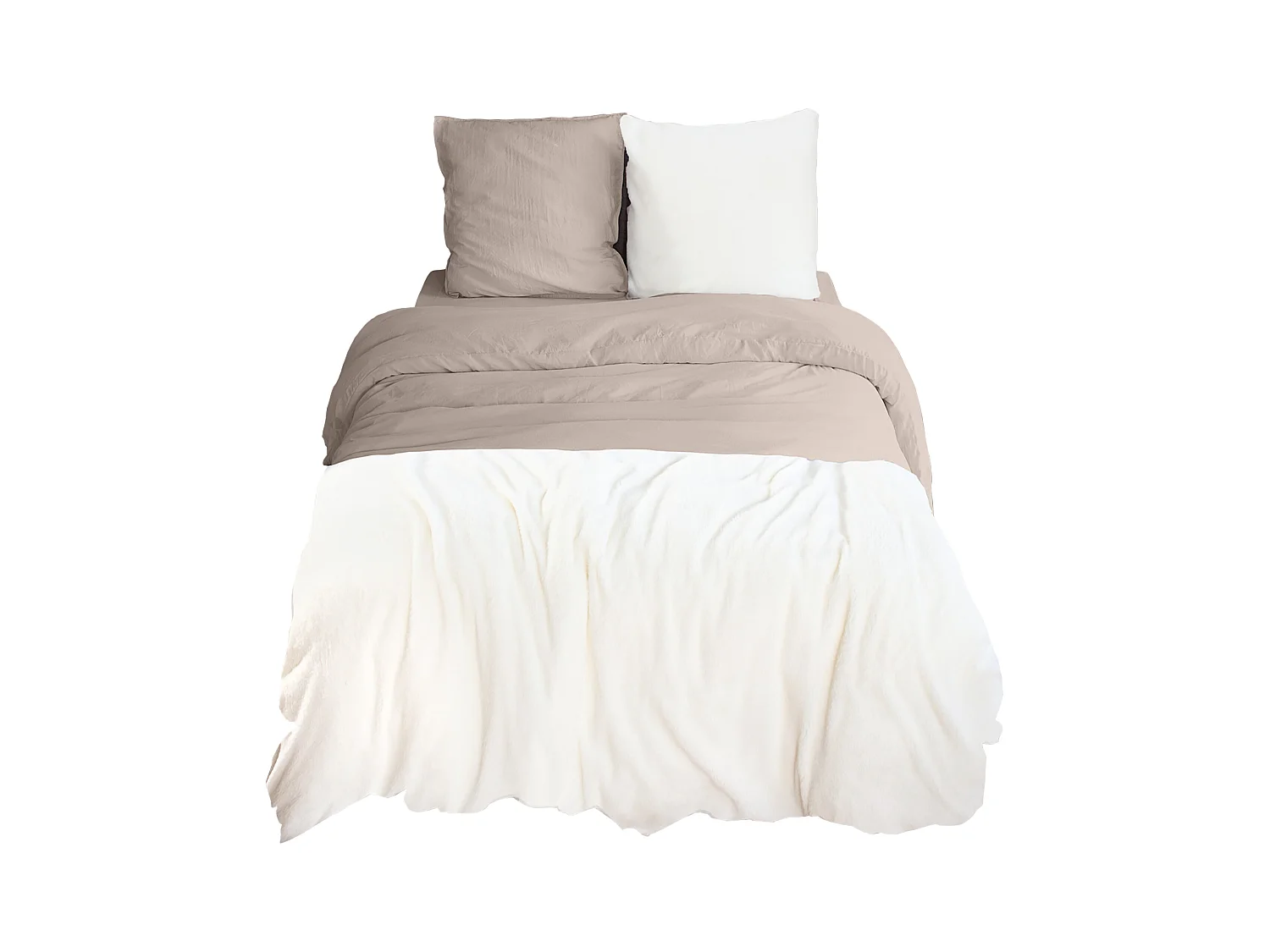 Parure de lit 3 pièces 260x240 cm microfibre et sherpa SHERPA beige