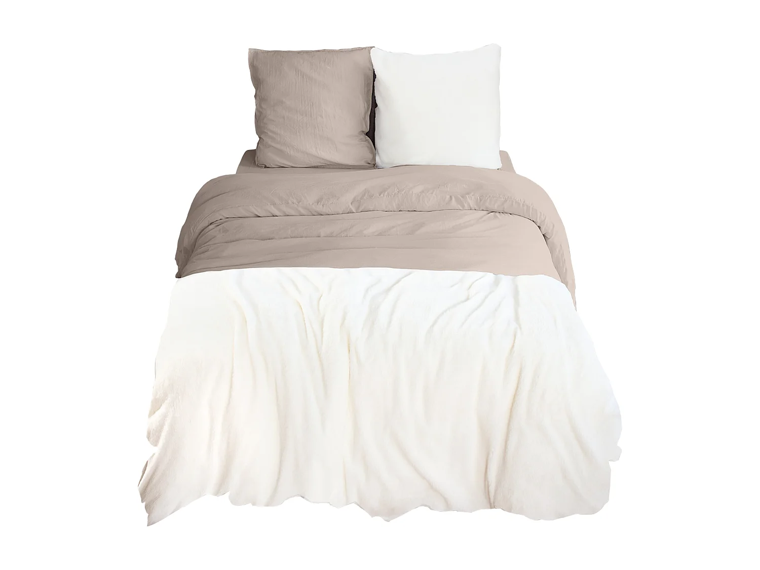 Parure de lit 3 pièces 260x240 cm microfibre et sherpa SHERPA beige