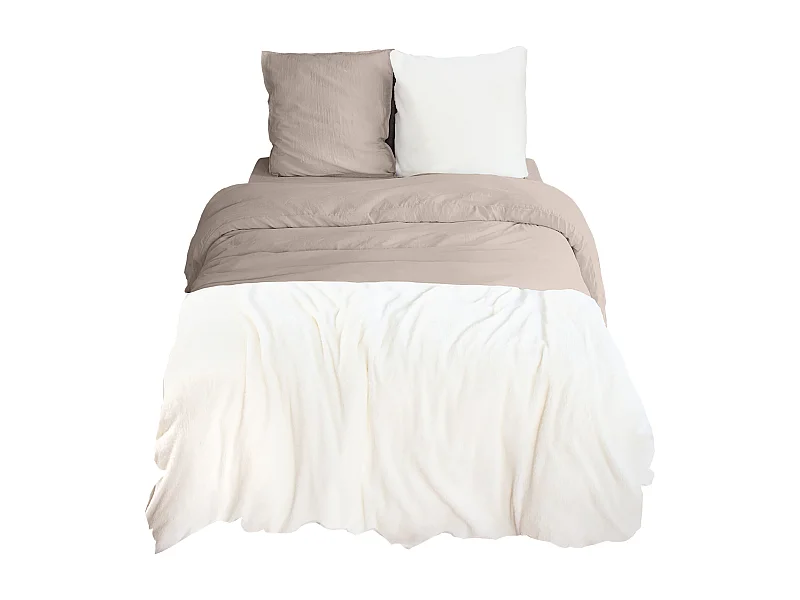 Parure de lit 3 pièces 260x240 cm microfibre et sherpa SHERPA beige