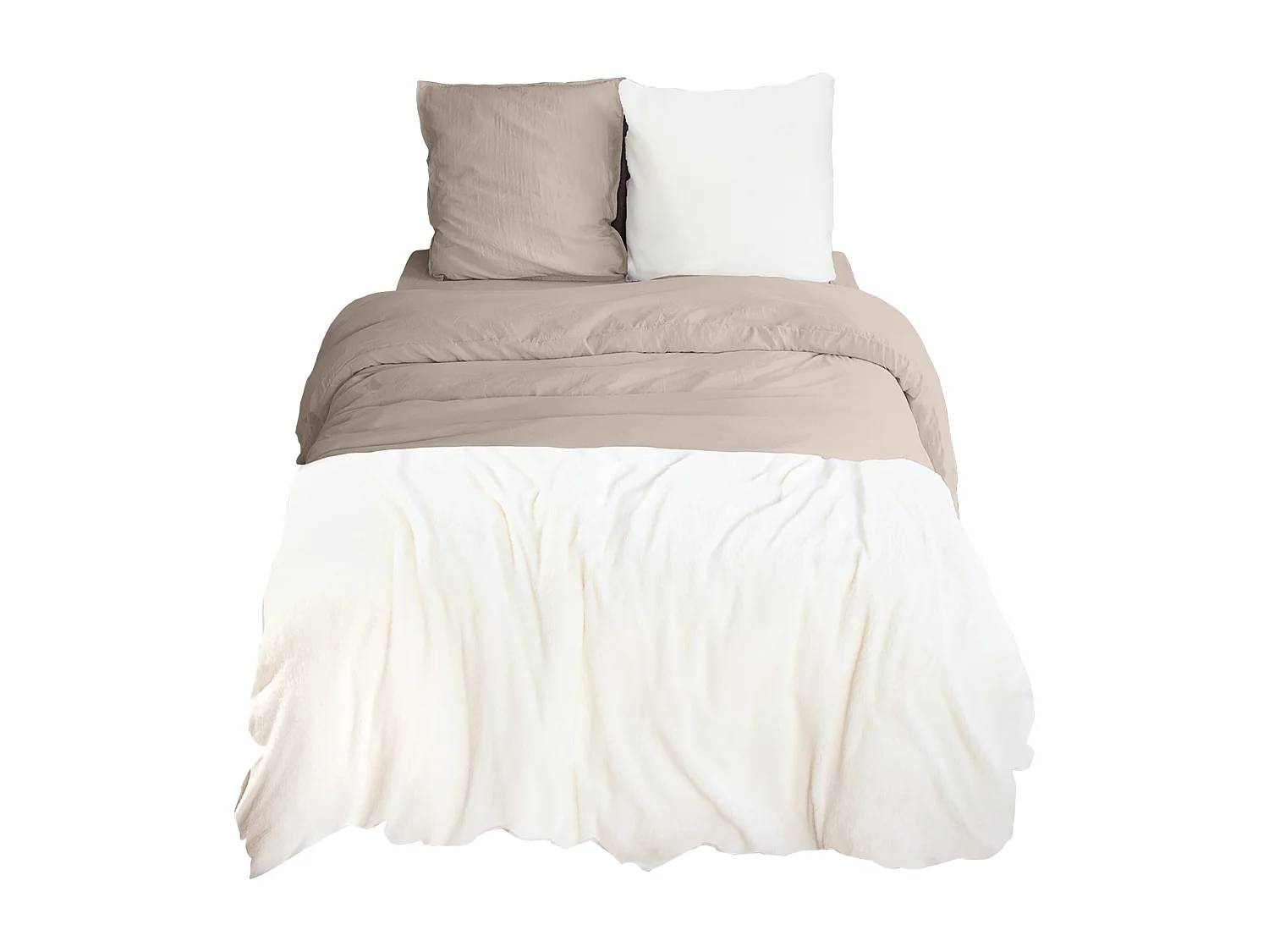 Parure de lit 3 pièces 240x220 cm microfibre et sherpa SHERPA beige