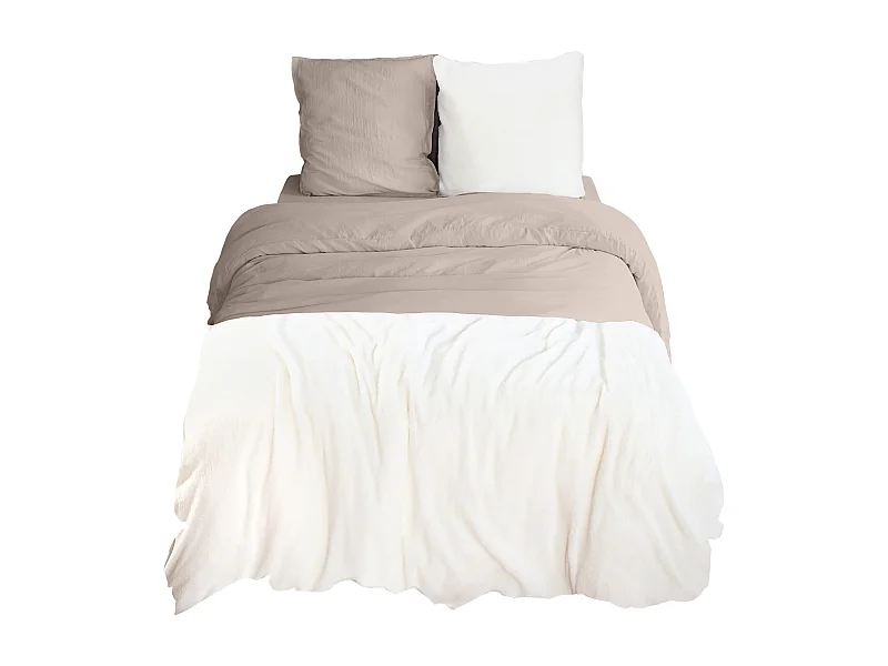 Parure de lit 3 pièces 240x220 cm microfibre et sherpa SHERPA beige