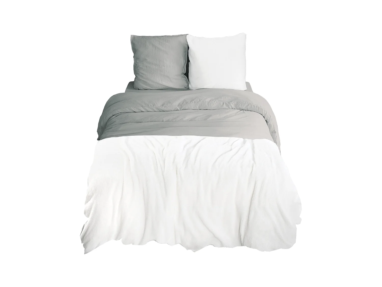 Parure de lit 3 pièces 260x240 cm microfibre et sherpa SHERPA Gris