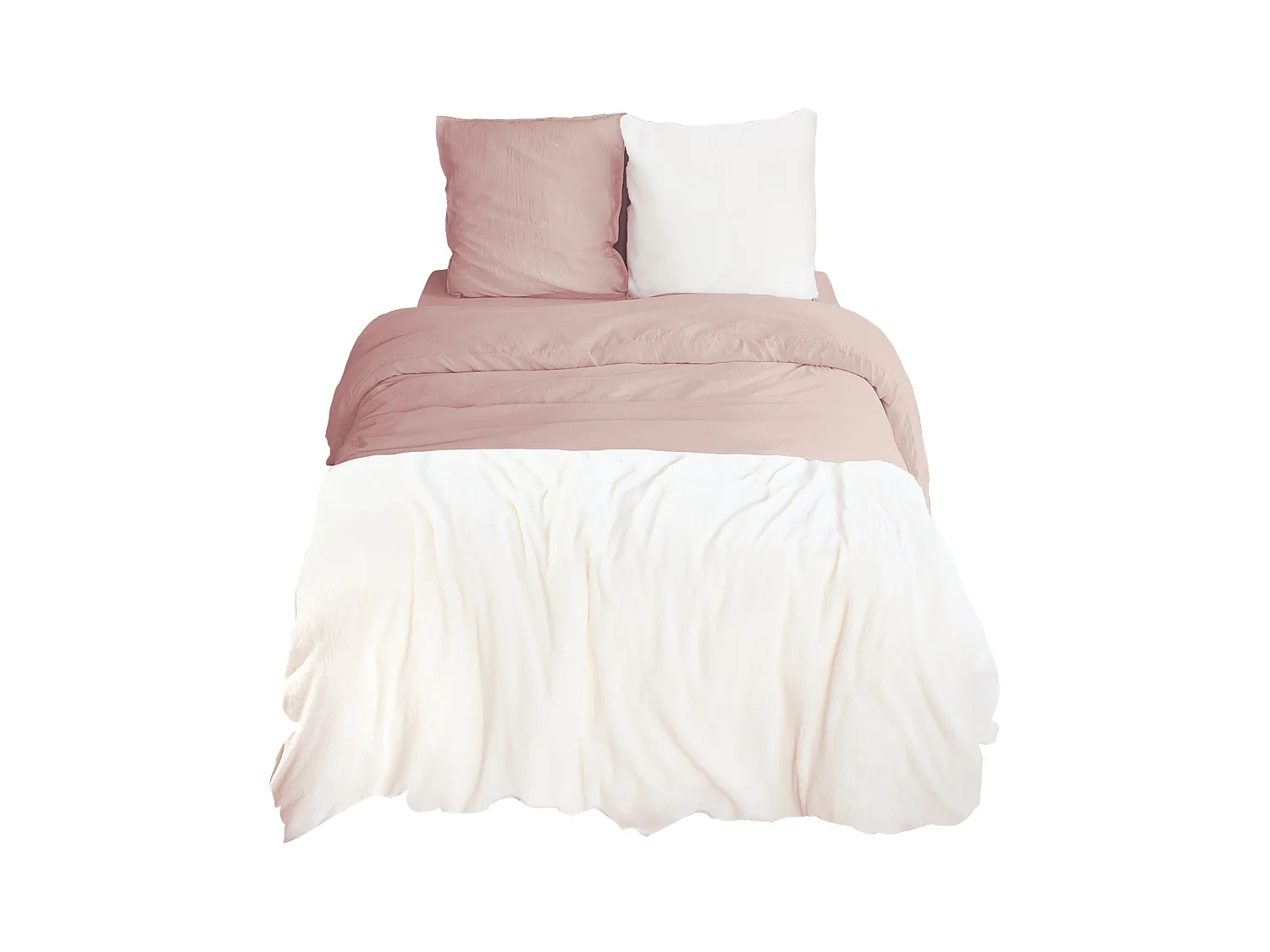 Parure de lit 3 pièces 240x220 cm microfibre et sherpa SHERPA Rose