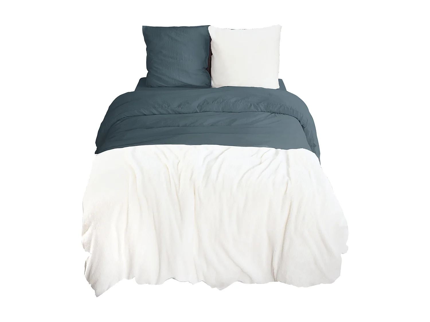 Parure de lit 3 pièces 240x220 cm microfibre et sherpa SHERPA Bleu