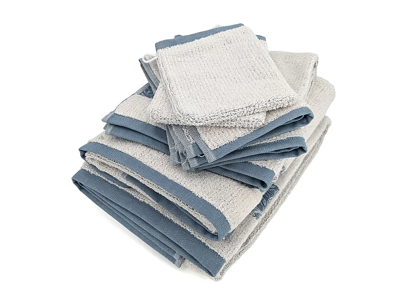 Parure de bain 7 pièces FOLIUM en coton 520 g/m² bleu Cérulé