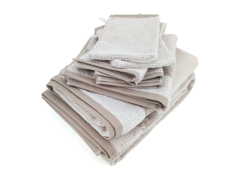 Parure de bain 7 pièces FOLIUM éponge en coton 520 g/m² beige