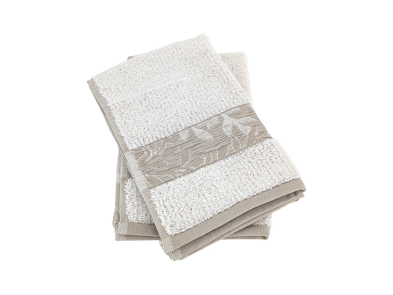 Lot de 2 serviettes invité 33x50 cm FOLIUM à rayures beige