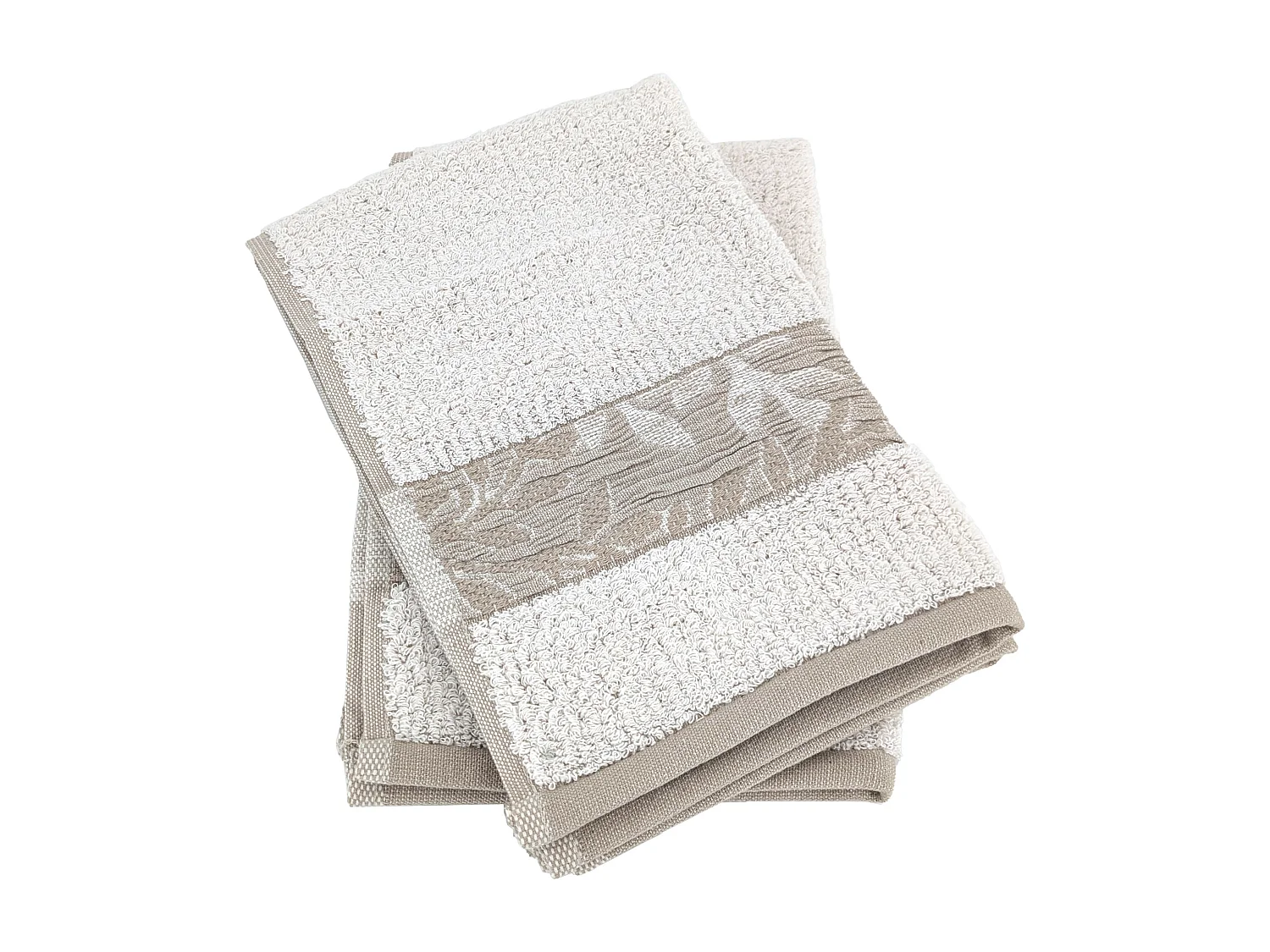 Lot de 2 serviettes invité 33x50 cm FOLIUM à rayures beige