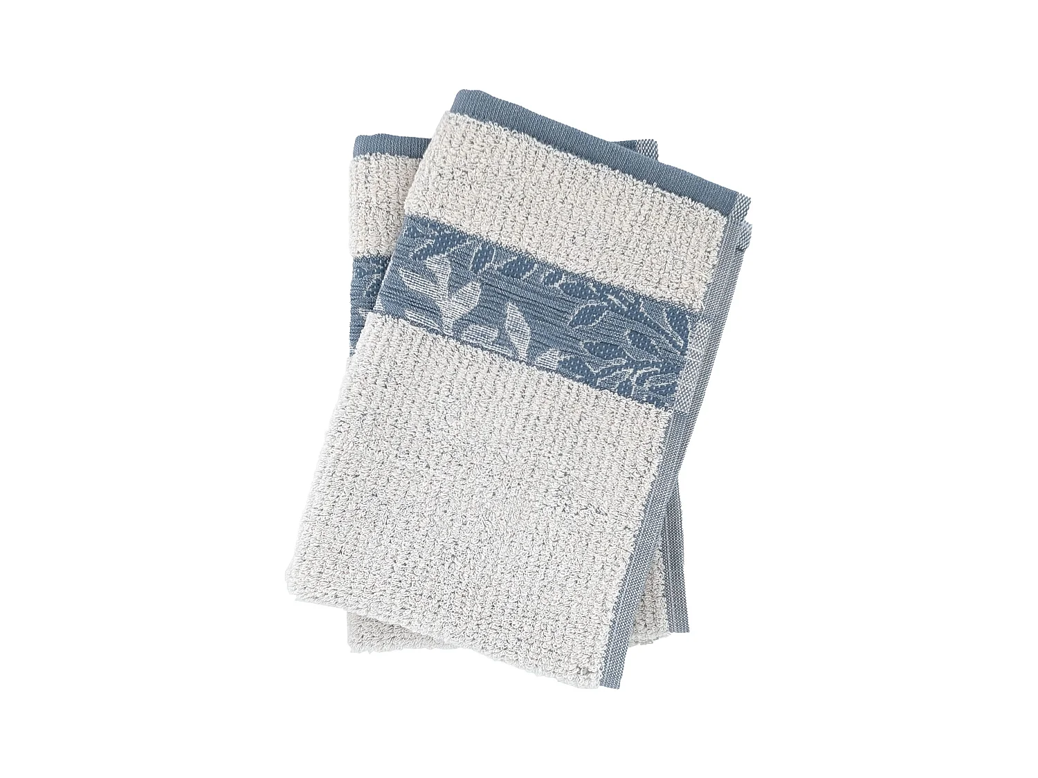 Lot de 2 serviettes invité 33x50 cm FOLIUM à rayures bleu Cérulé