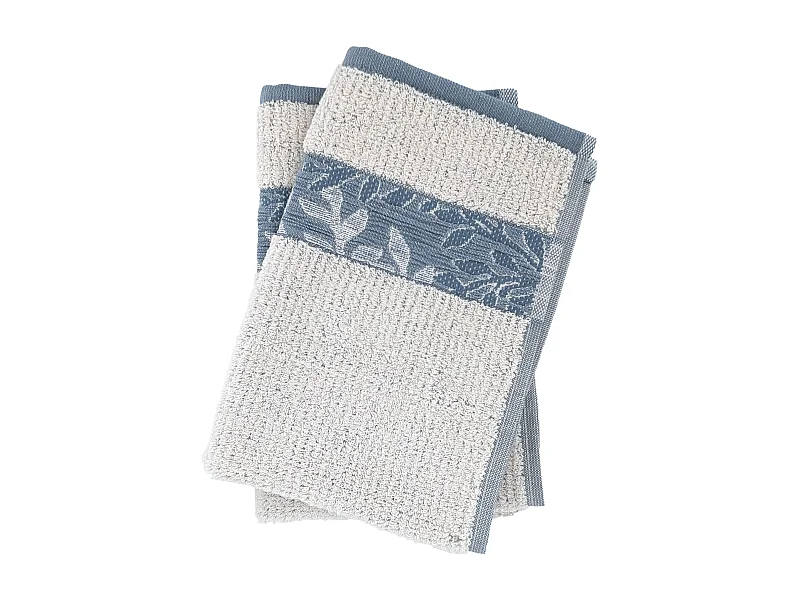 Lot de 2 serviettes invité 33x50 cm FOLIUM à rayures bleu Cérulé