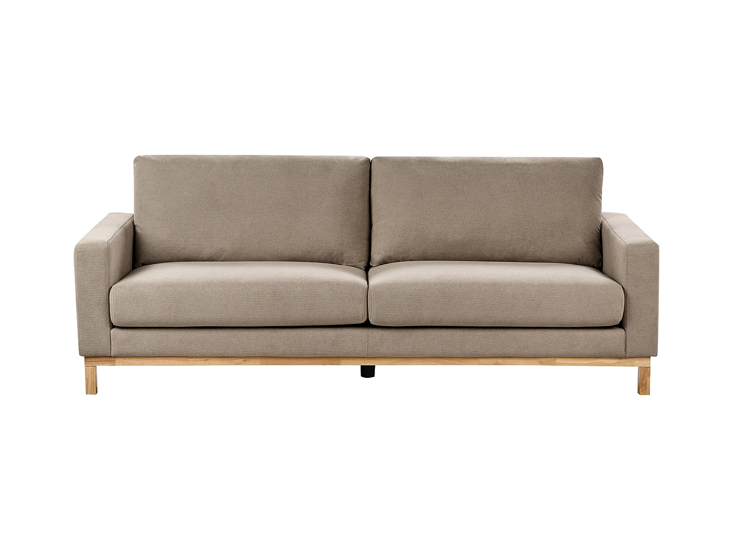 3-Sitzer Sofa Stoffbezug Beige Taupe mit Sitzkissen Armlehnen Holzbeinen Siggard