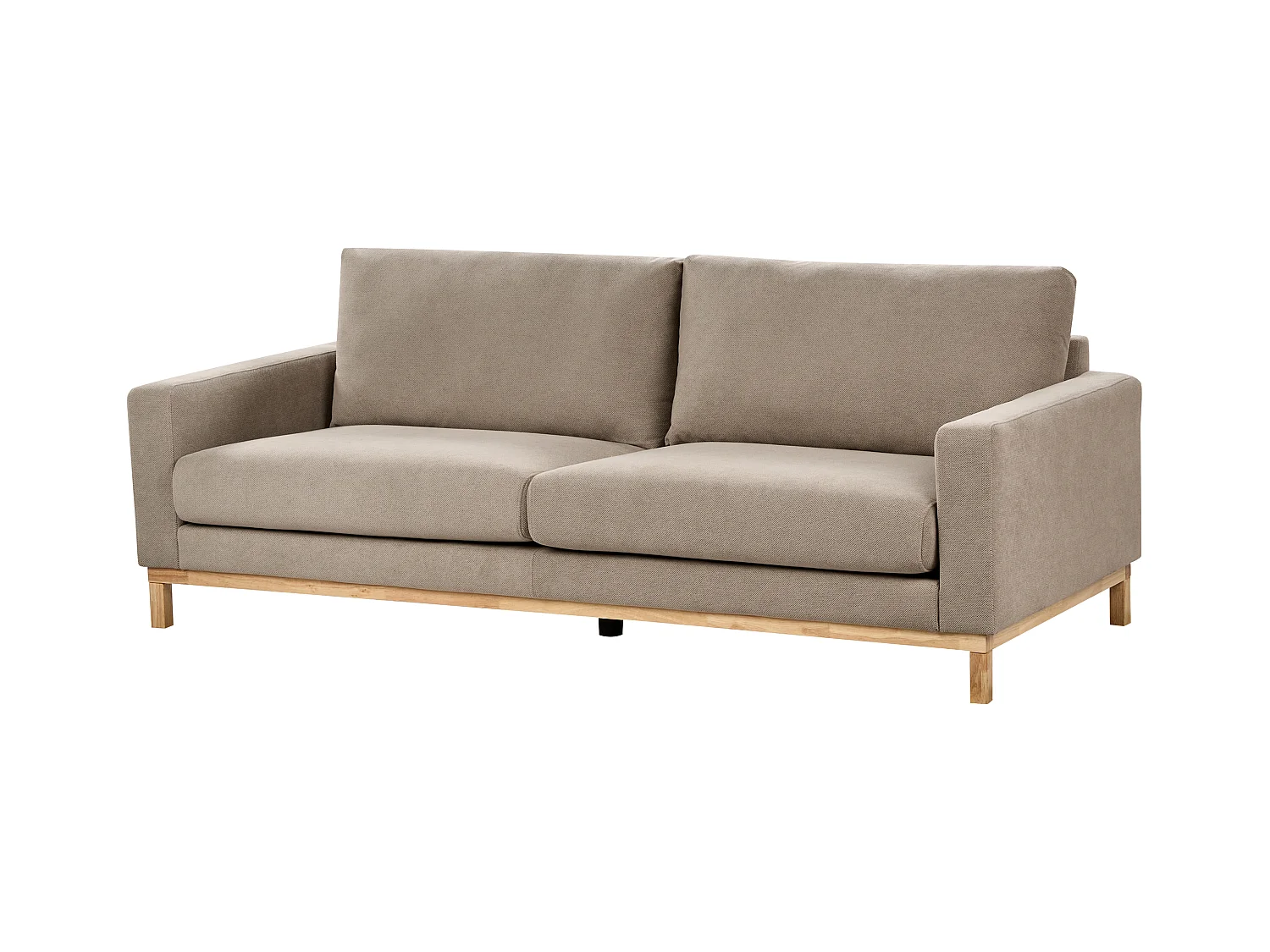 3-Sitzer Sofa Stoffbezug Beige Taupe mit Sitzkissen Armlehnen Holzbeinen Siggard