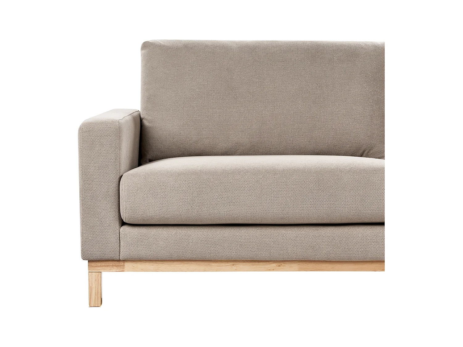 3-Sitzer Sofa Stoffbezug Beige Taupe mit Sitzkissen Armlehnen Holzbeinen Siggard