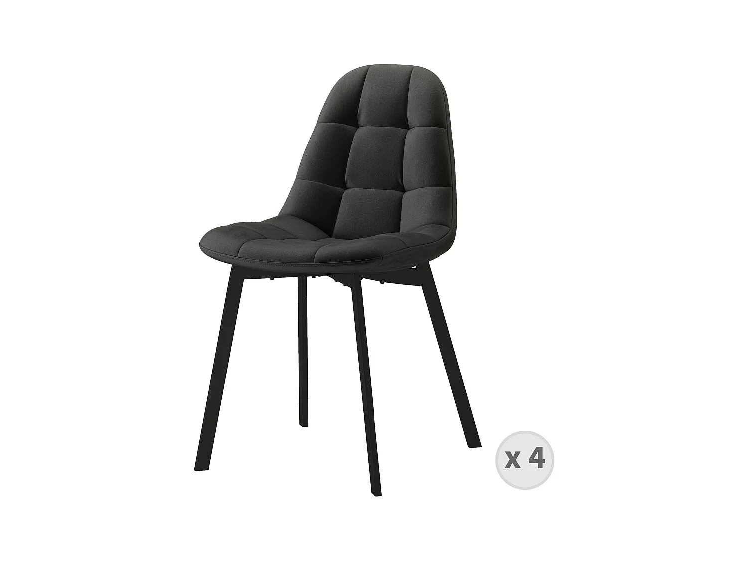 STELLIA-Chaise en velours Noir (x4)